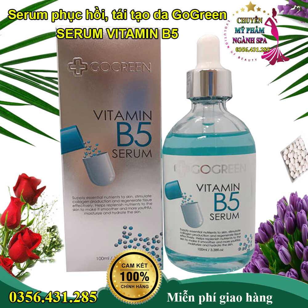 Serum phục hồi tái tạo da tổn thương GoGreen SERUM VITAMIN B5 giúp da luôn đều màu. Giảm thâm nám trị mụn