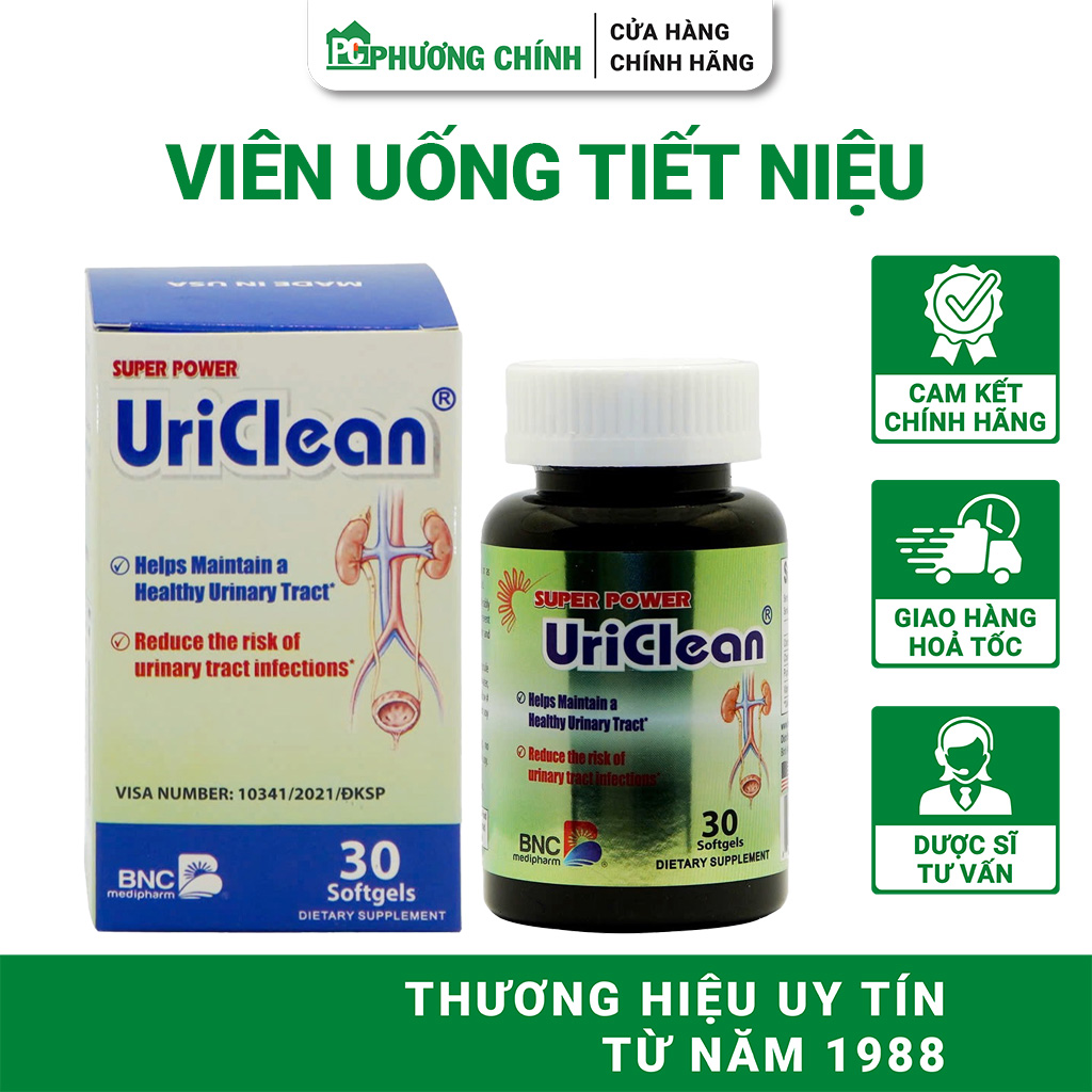 Viên Uống Tiết Niệu BNC MediPharm Super Power UriClean Hỗ Trợ Giảm Nguy Cơ Viêm Đường Tiết Niệu 30 V