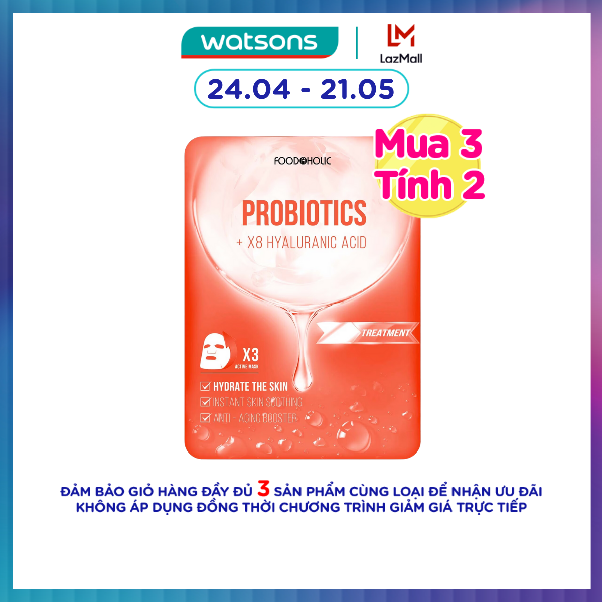 [MUA 3 TÍNH 2] Mặt Nạ Foodaholic Probiotics Giải Cứu Da Tái Tạo Chuyên Sâu Probiotics Ample Mask 23m