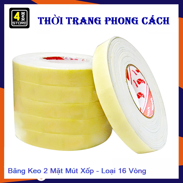 Băng Keo 2 Mặt Mút Xốp - Băng Keo 2 Mặt 14 Vòng - Loại 1 - Băng Dính 2 Mặt Siêu Dính Tiện Lợi
