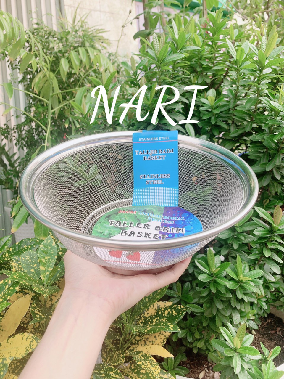 Rổ inox lỗ nhỏ Cherry Rổ lưới vo gạo inox không gỉ cao cấp tiện lợi - gia dụng NARI