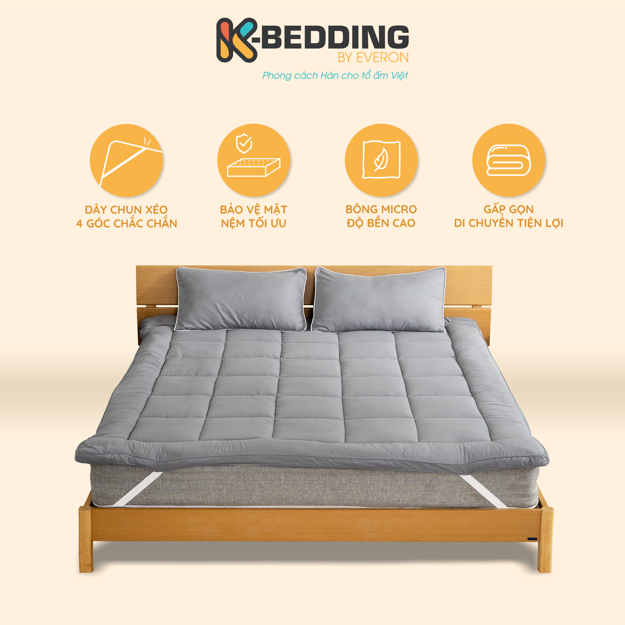 Topper Nệm K-Bedding by Everon Êm Ái Bồng Bềnh Tiêu Chuẩn 5 Sao Giao Màu Ngẫu Nhiên  Mattress Topper