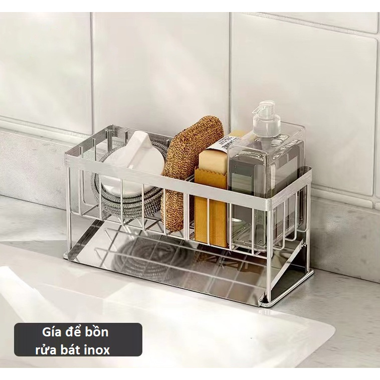 Kệ Để Đồ Rửa Chén Bát 2 Ngăn Inox Có Khay Hứng Nghiêng Nước  Giá Để Rẻ Rửa Bát