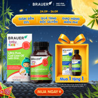 Vitamin BRAUER Baby & Kids Ultra Pure Cod Liver Oil with DHA - Bổ sung DHA tinh khiết cho trẻ từ 1 tuổi (90 viên nang)