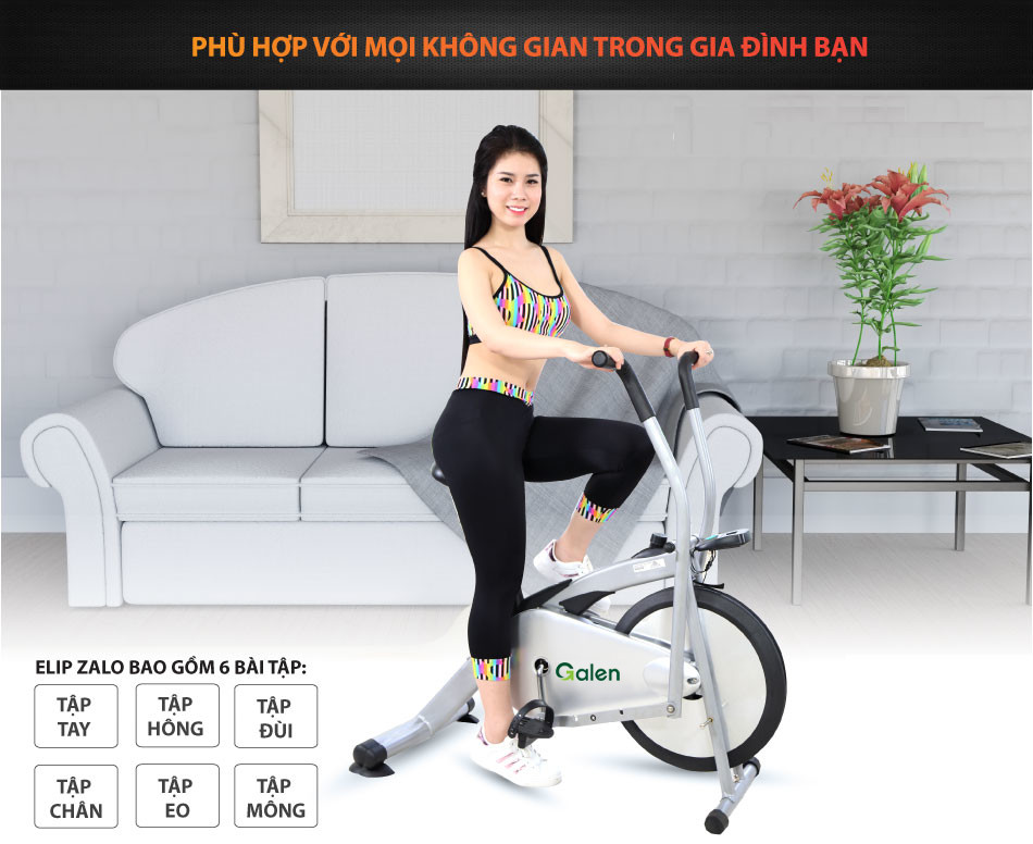 Xe Đạp Tập Thể Dục Tại Nhà Airbike Xe Đạp Thể Thao Tập Gym Kết Hợp Vận Động Cả Tay Chân - TẶNG THẢM 