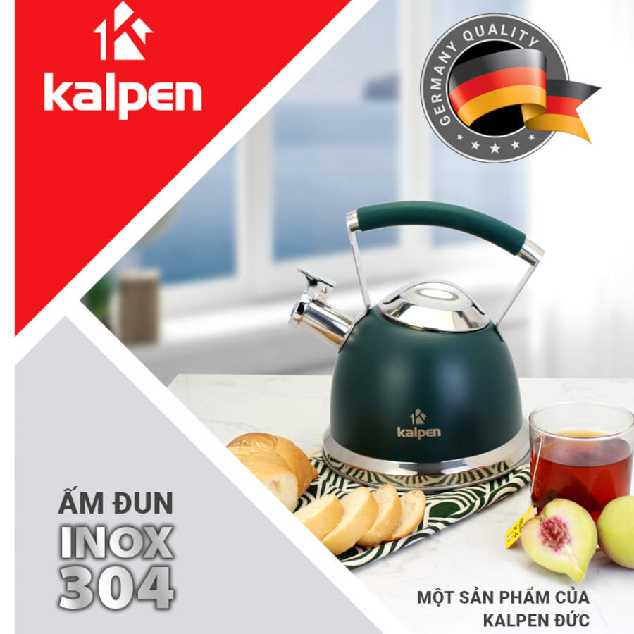 Ấm đun nước Inox 304 cao cấp Kalpen KK02 dung tích 2.5L dùng bếp từ hàng Đức