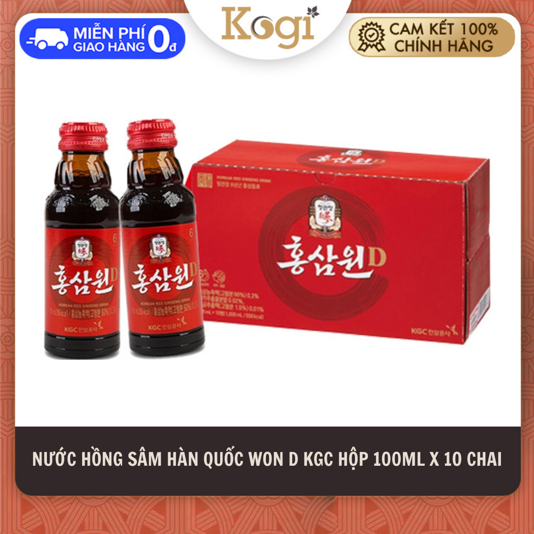 [Chính Hãng] Nước Hồng Sâm Hàn Quốc 6 Năm Tuổi Won D Hộp 100Ml X 10 Chai Kgc Cheong Kwan Jang Kogi Ginseng - Phục Hồi Sức Khoẻ Tăng Cường Đề Kháng Giảm Mệt Mỏi Bổ Thận Bổ Phổi Lưu Thông Máu Đẹp Da