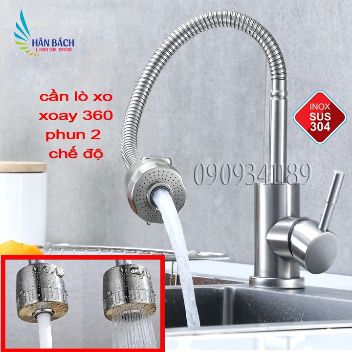 [HCM]Vòi rửa chén bát Inox 304 Cắm Tường Cần mềm - Bát sen 1 Đường Nước