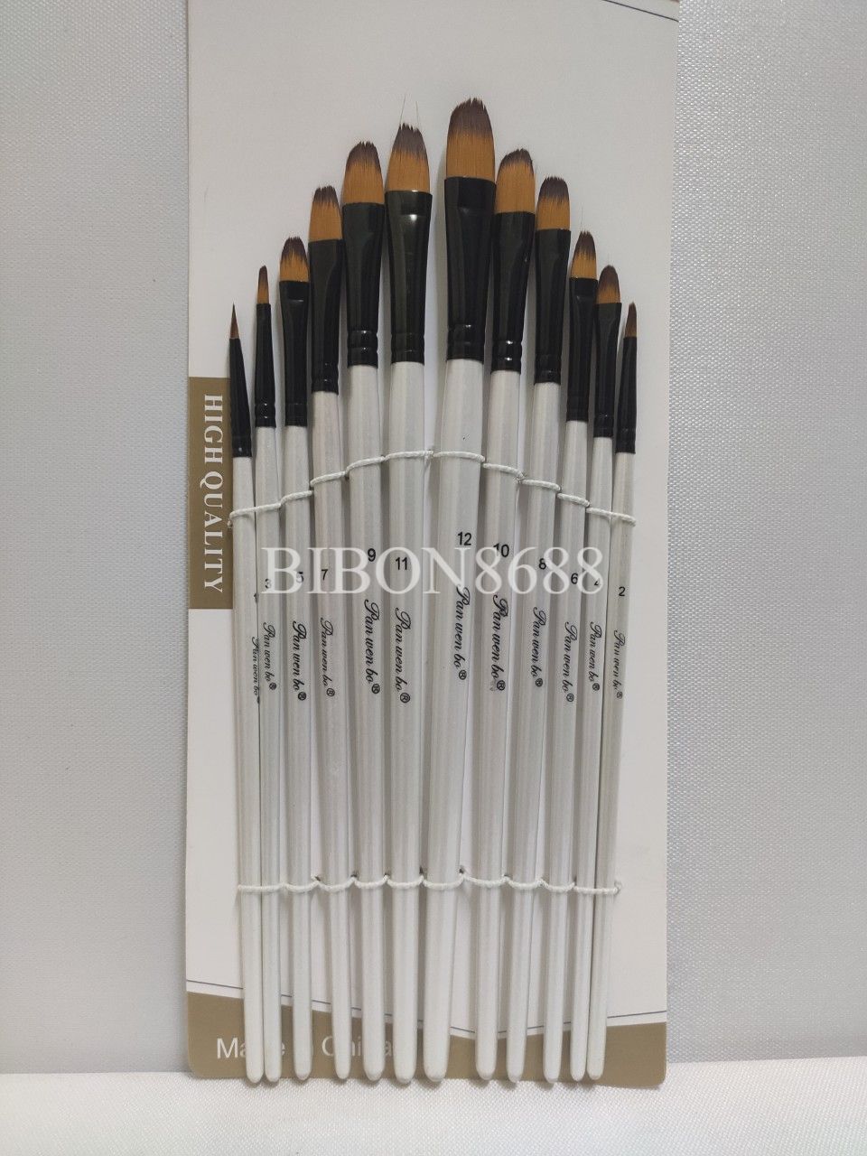 Bộ cọ 12 cây thân trắng vẽ màu nước Arylic sơn dầu đầu tròn/đầu oval/đầu vát