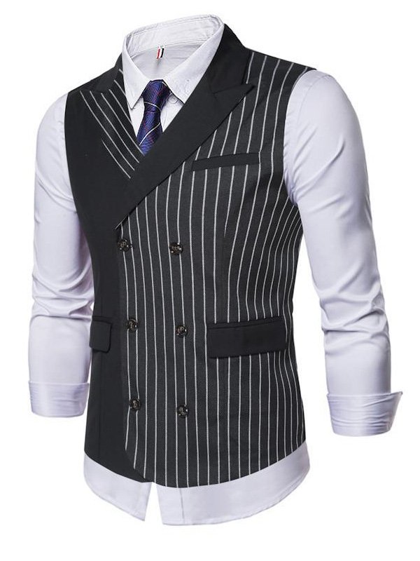 Áo Gile Áo Nam Áo Cổ Vest Kẻ Sọc 2 Màu Đen Xám Tôn Dáng Phong Cách Trẻ Trung Lịch Lãm Cho Phái Mạnh 