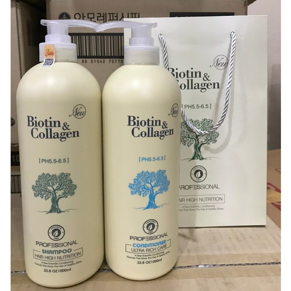 Cặp Dầu Gội Xả Biotin Collagen Chuyên Dùng Cho Salon. Dung Tích Mỗi Chai 1000Ml .Giảm Rụng Tóc Phục Hồi Tóc Khô Xơ Hư Tổn Giúp Tóc Luôn Mềm Mượt Và Bóng Đẹp. Mùi Thơm Quyến Rũ Ngây Ngất. Giảm Sốc Trong Hôm Nay. Mua Ngay!