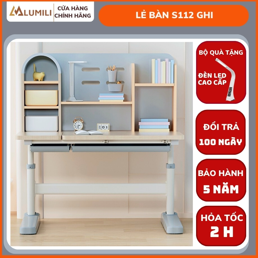 Bộ bàn học cho bé Lumili S112 bàn học chống gù thiết kế mái vòm thông minh bàn học gỗ phân phối độc 