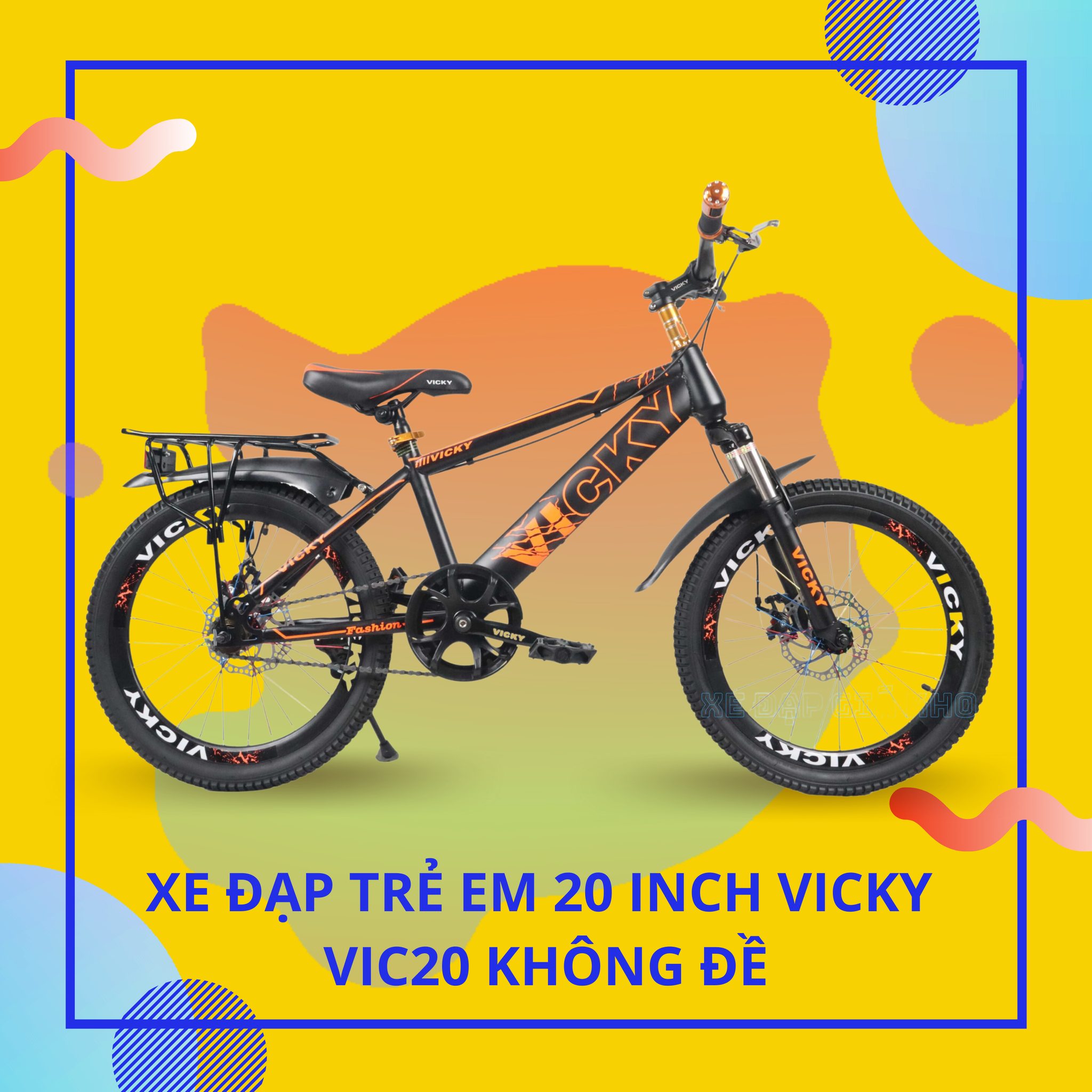 [LIÊN HỆ KHUYẾN MÃI SÂU] Xe Đạp Trẻ Em 20 Inch VICKY VIC20 1 líp thắng dĩa phuộc nhúng phù hợp bé 1m