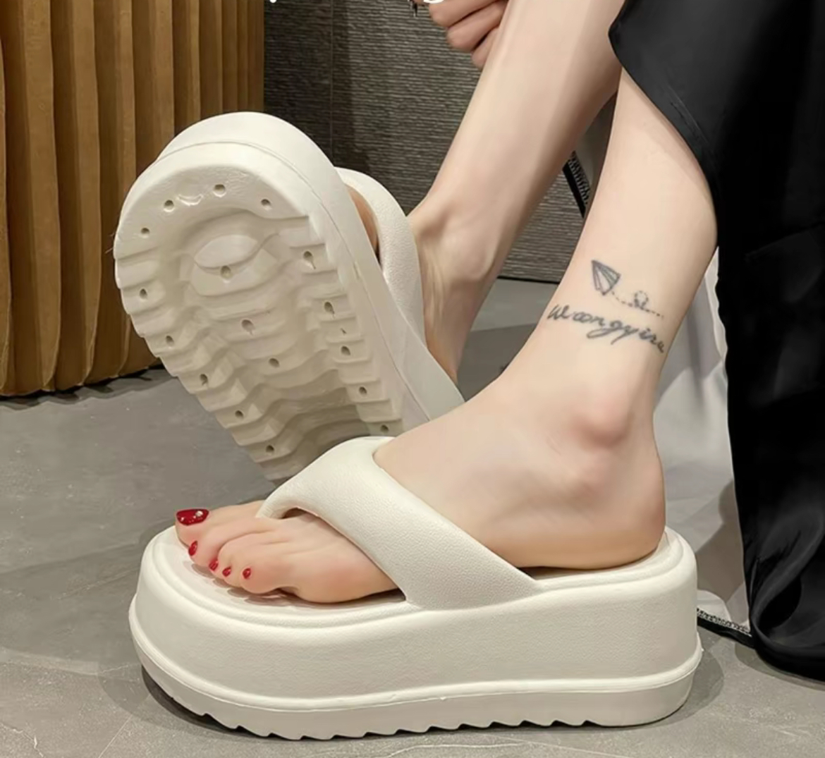 Dép Nữ Duwa Quai Kẹp Đế Bánh Mì Cao 7cm Cao Su Đúc Nguyên Khối Thời Trang Xỏ Ngón nhiều màu sắc đế d