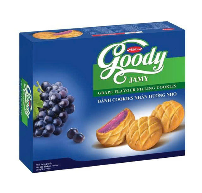 Combo 2 Bánh Goody Jamy Nhân Mứt Dâu Cam Nho Bibica 200g