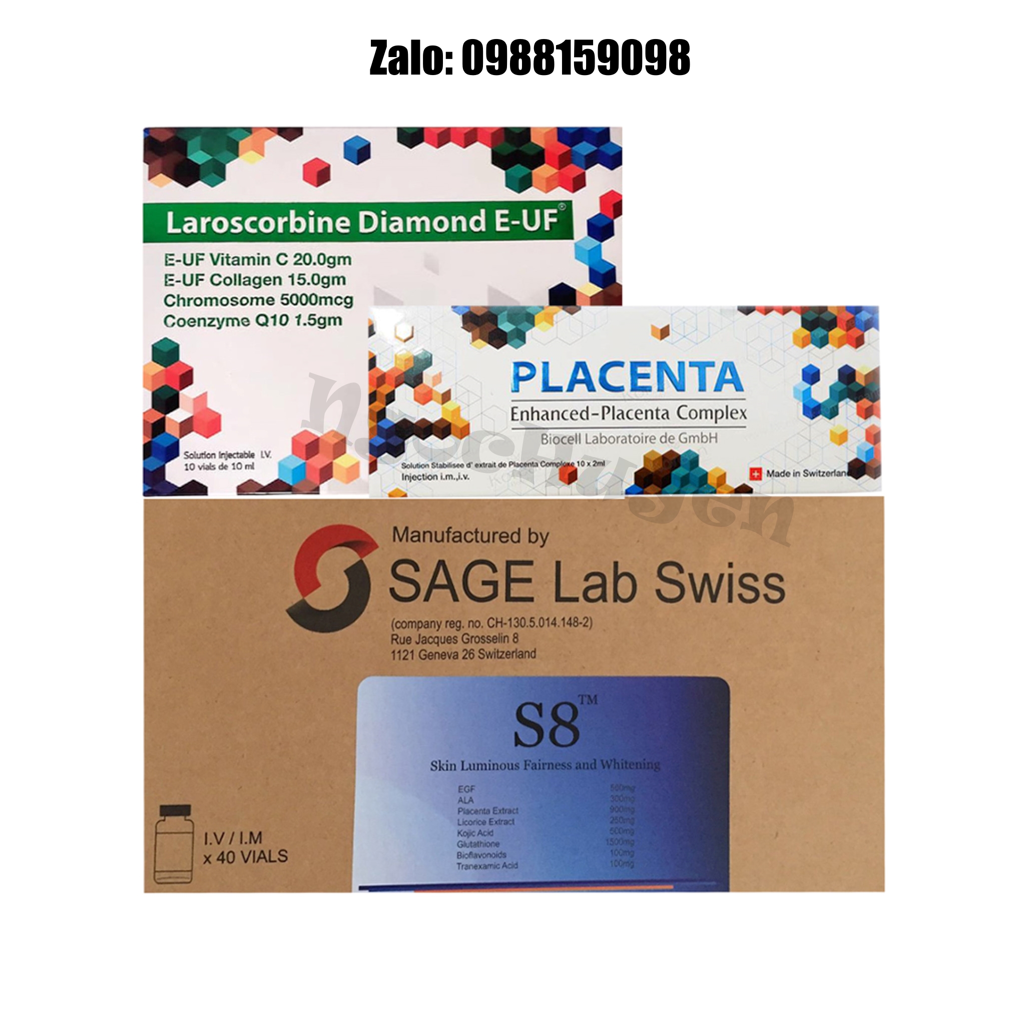 Set Truyền Trắng Tế Bào Gốc S8 Lab Swiss Thuỵ Sỹ 10 buổi - Chưa kèm mix