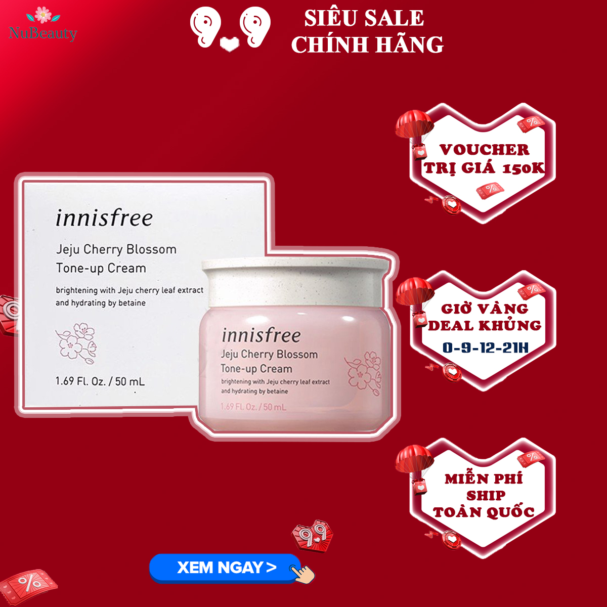 [HCM]?? CHÍNH HÃNG ?? KEM DƯỠNG TRẮNG DA NÂNG TONE INNISFREE Jeju Cherry Blossom Tone Up Cream 50ML ?? FREE SHIP TOÀN QUỐC ??