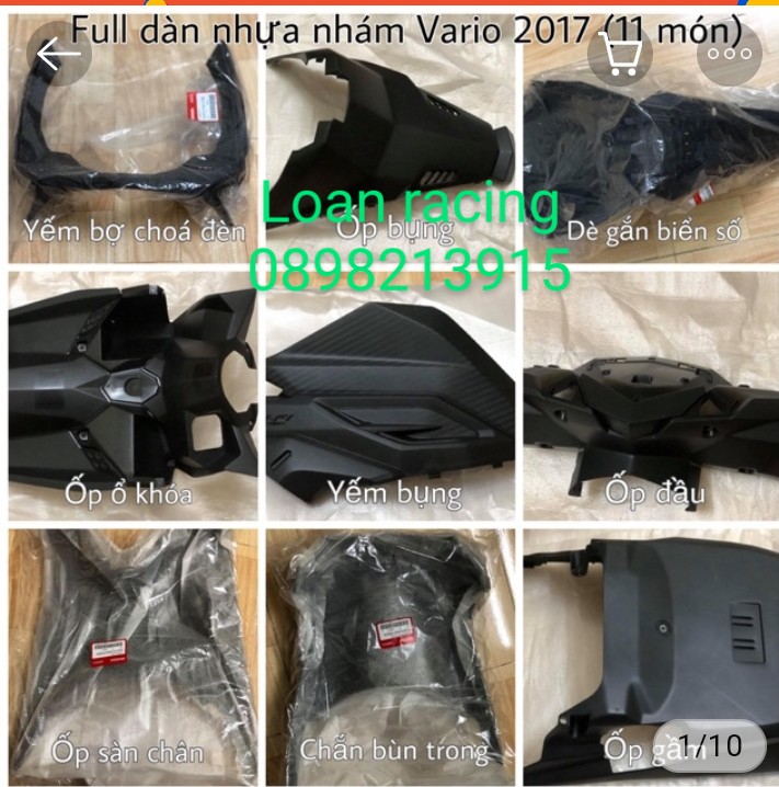 Full bộ nhựa nhám Vario125 2015-2017. Nhựa nhám Click 2017 chính hãng Honda