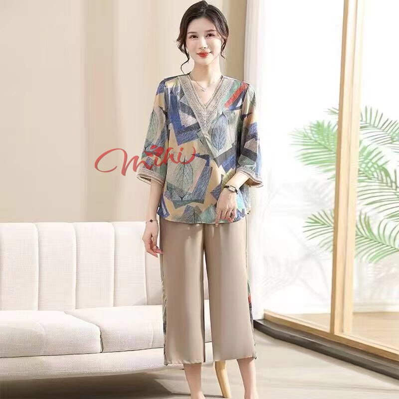 Set Bộ đồ trung niên nữ dự tiệc sang trọng B31c - Bộ đồ mặc nhà đi chơi cao cấp trung tuổi - Quần áo