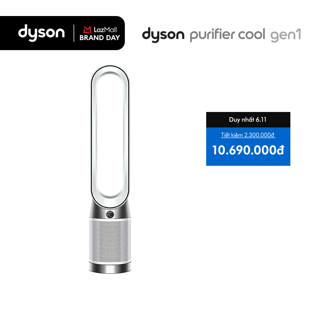 Máy lọc không khí Dyson Purifier Cool Gen1 TP10 - Trắng, Kích thước 1050x220x220mm