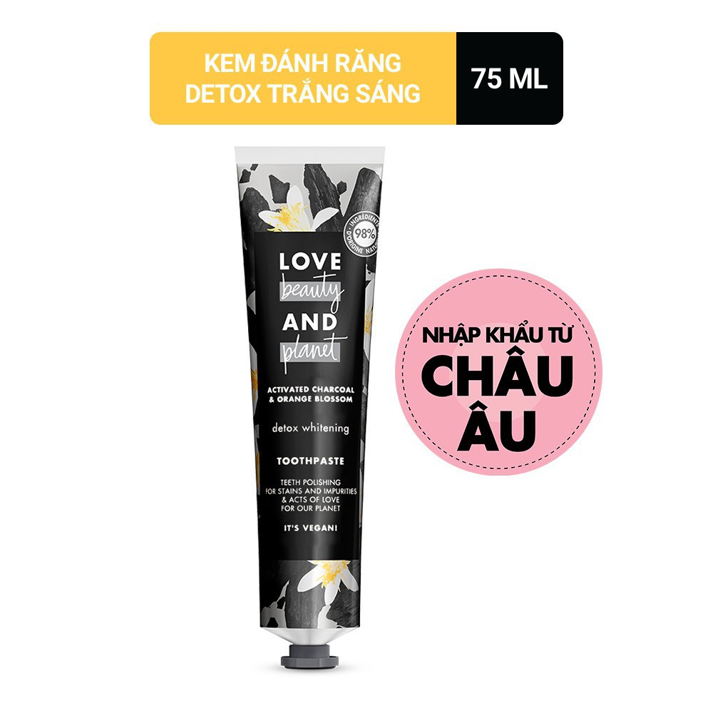 [Hcm]Kem Đánh Răng Love Beauty And Planet Detox Than Hoạt Tính Trắng Sáng 75Ml - Màu Đen