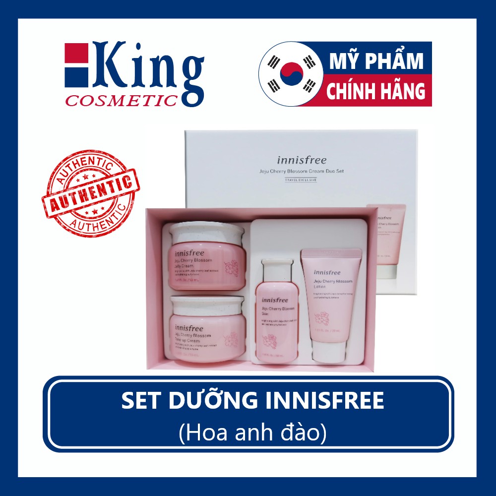 Set Dưỡng Ẩm Nâng Tông Da Trắng Hồng Innisfree Jeju Cherry Blossom