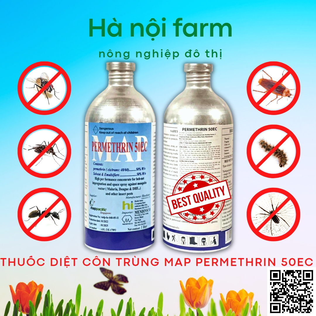 MAP Permethrin 50ec chai nhôm 1 lít - Diệt sạch ruồi muỗi kiến gián