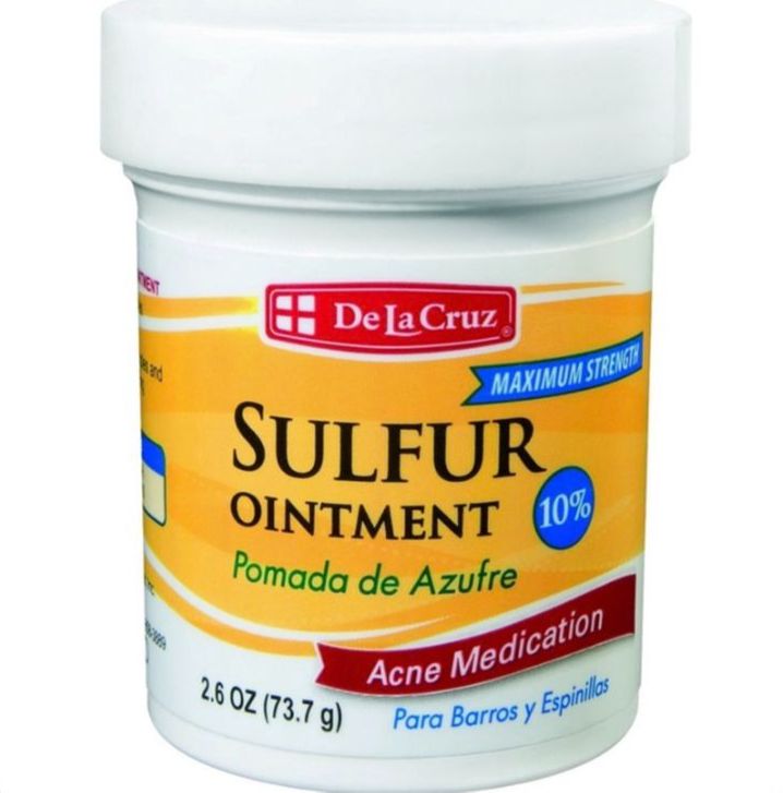 Kem Dành Cho Da Mụn De La Cruz Sulfur Ointment Acne Medication Maximum Strength 2.6 Oz (73.7 G) Chính Hãng Mỹ