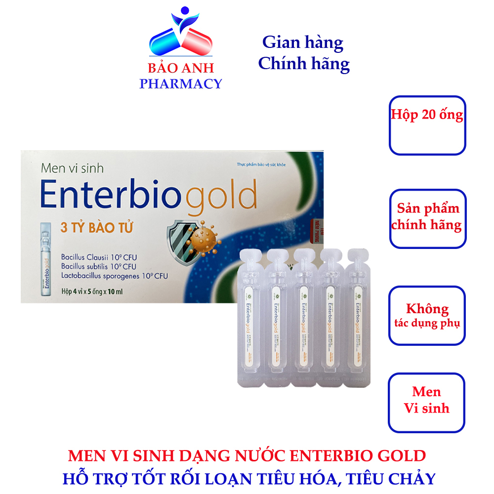 Men vi sinh dạng nước  Enterbio Gold – Bổ sung hàng tỷ lợi khuẩn tốt cho rối loạn tiêu hóa tiêu chảy