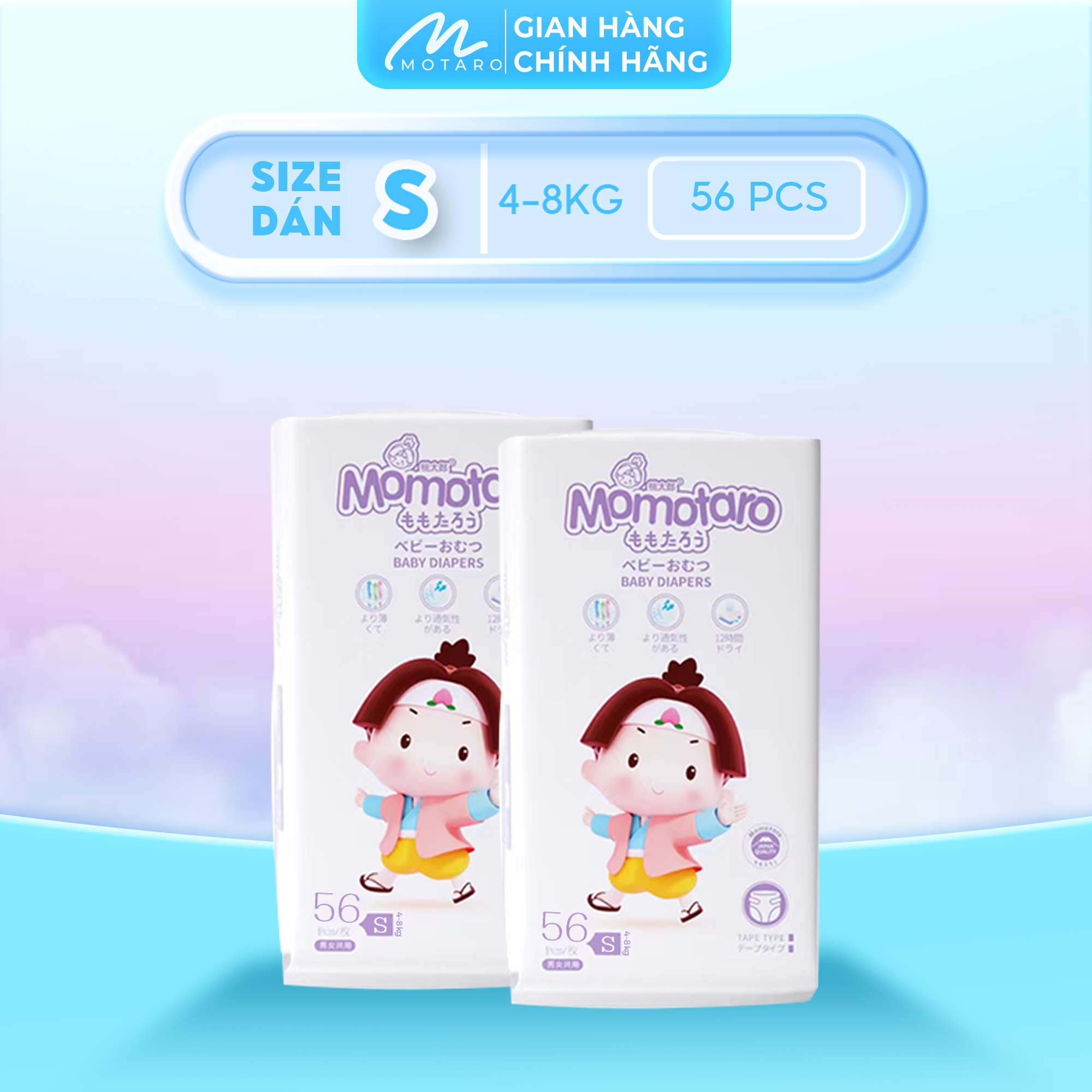 Tã/bỉm Momotaro Chính Hãng Dán Quần Mỏng Nhẹ Thoải Mái Cho Bé