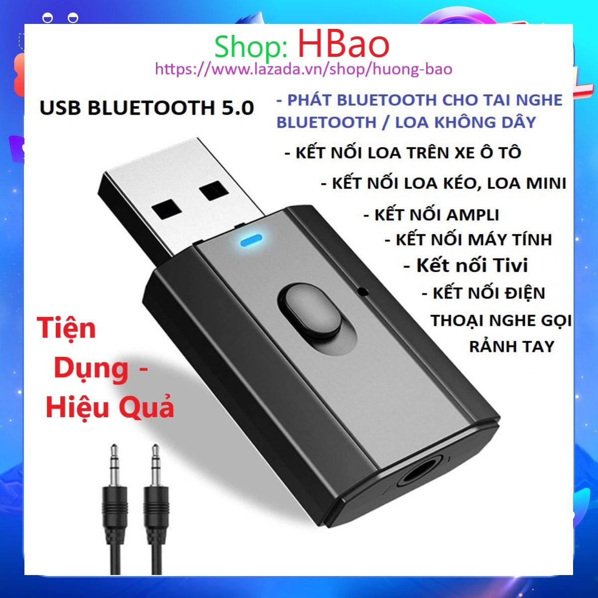 Bộ Thiết bị USB thu phát âm thanh bluetooth 5 0 dùng cho máy tính laptop amply tivi ôtô với Tai nghe