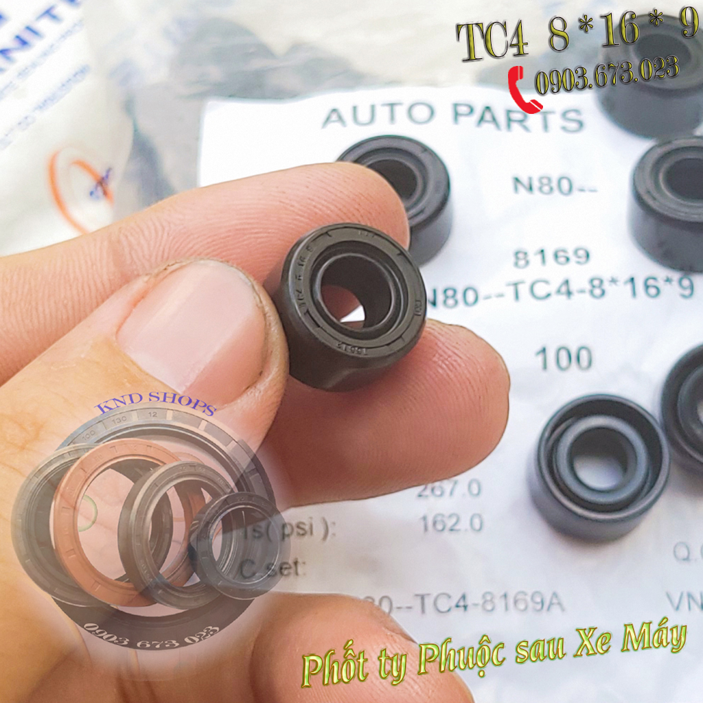 Phốt chặn dầu Nactec/TTO/TKO TC4 8*16*9 cho ty phuộc sau xe Dream xe đạp điện.. | KND Shops