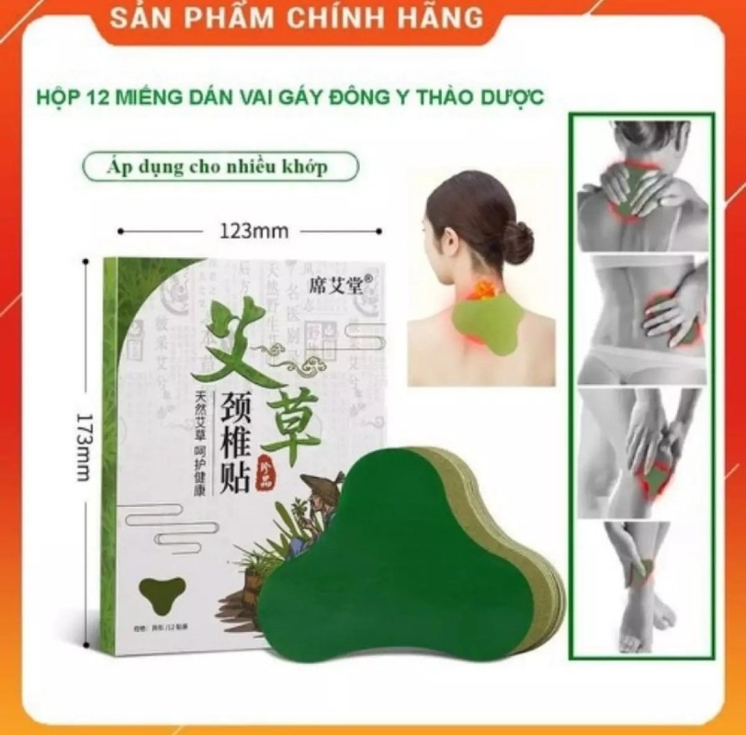 Hộp 12 Miếng Dán Ngải Cứu Đa Chức Năng Giảm Đau Cổ Vai Gáy Giảm Đau Xương Khớp Bong Gân Đau Mỏi Lưng