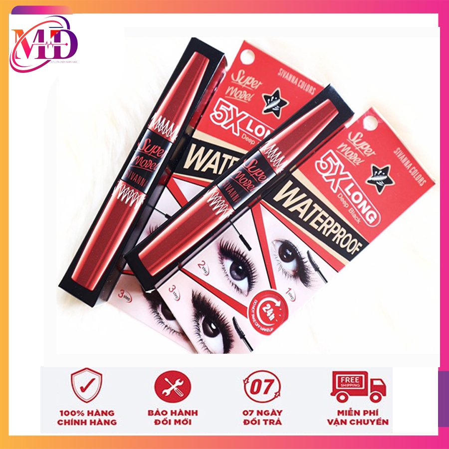 Chuốt Mi 2 Đầu Sivanna Super Model 5X Long Waterproof Mascara