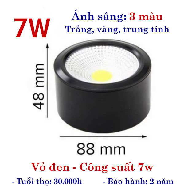 [Bảo Hành 2 năm] Đèn ống bơ nổi ốp trần cao cấp công suất 7w 12w/ ánh sáng 3 màu