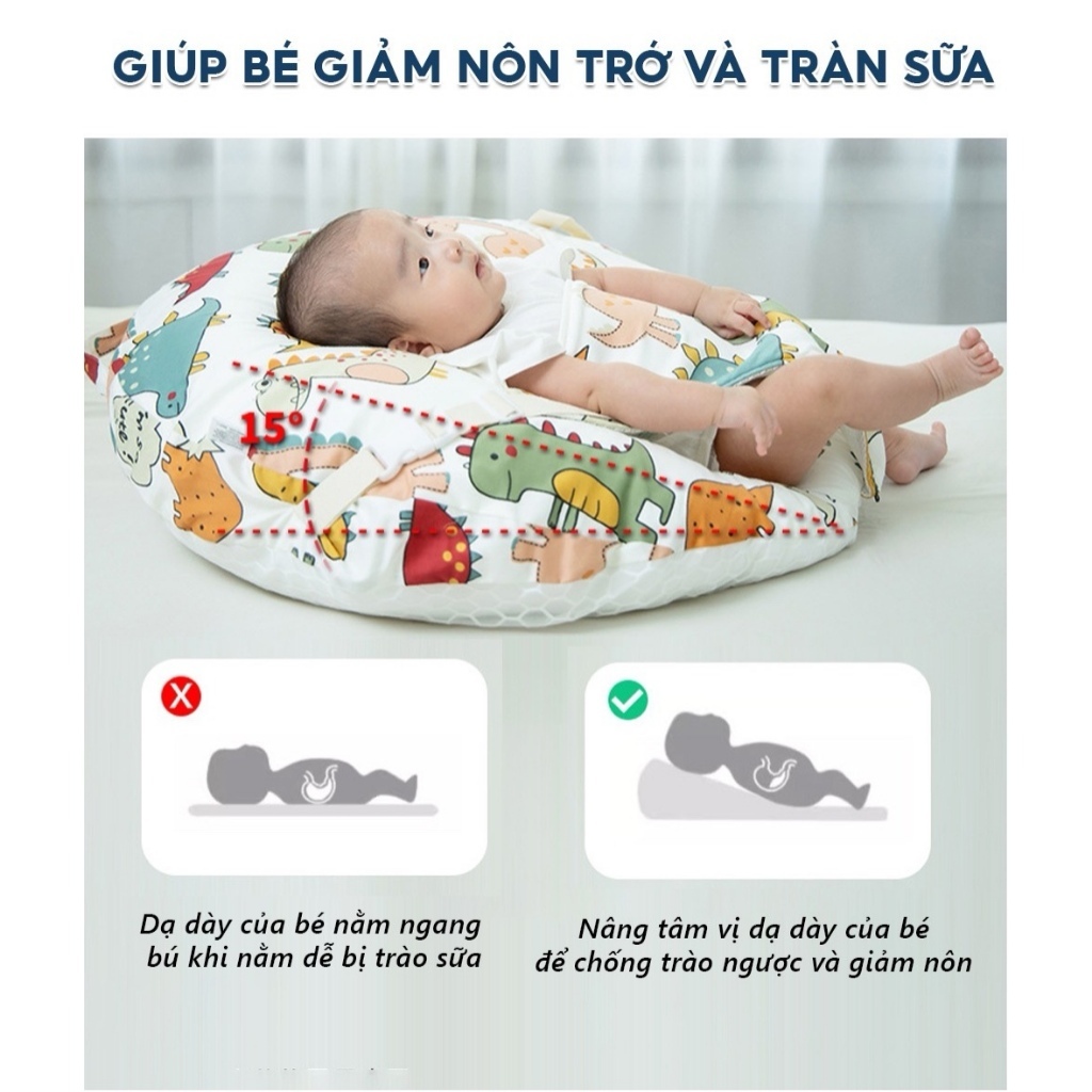 Gối Đa Năng Cho Bé 60x60cm – Gối Hỗ Trợ Bú Bình Hỗ Trợ Nằm Nghỉ Tập Nằm Sấp Tập Ngồi Cho Trẻ Sơ Sinh