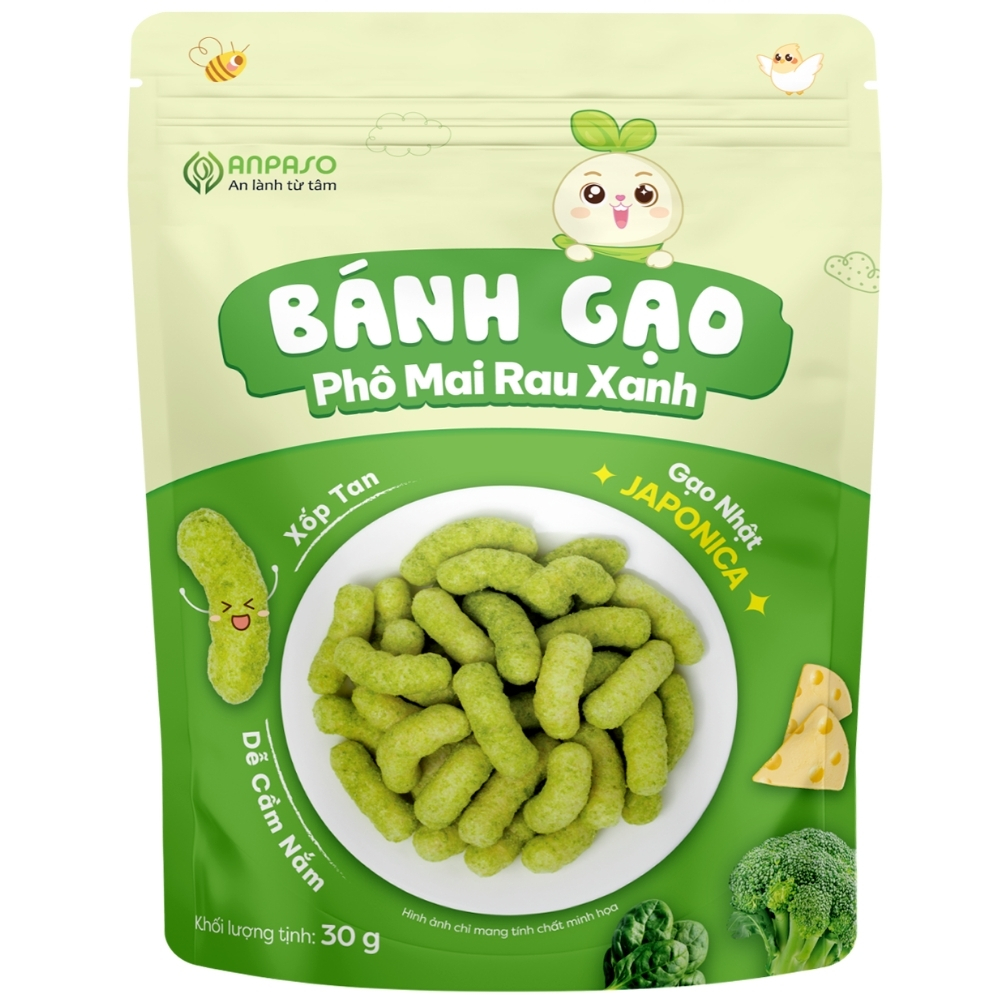 Bánh Gạo Ăn Dặm Anpaso Hình Que Vị Dâu Bí Đỏ Phô Mai Rau Xanh Giòn Tan Cho Bé Trên 6 Tháng - Bibomart