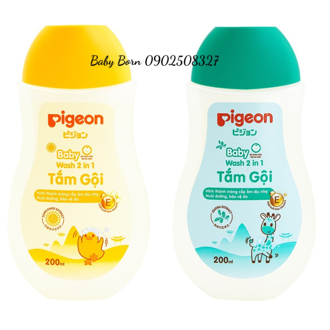 {CHÍNH HÃNG} - Tắm gội dịu nhẹ Pigeon 200ml Hoa hướng dương/Jojoba - Mẫu mới nhất