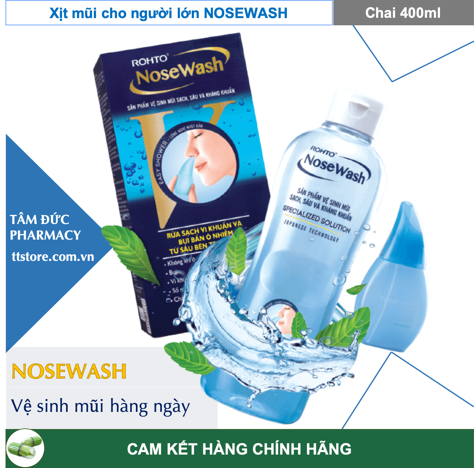 [Hcm]Xịt Mũi Nosewash - Bộ Sản Phẩm Vệ Sinh Mũi Hàng Đầu Nhật Bản [Chai 400Ml]