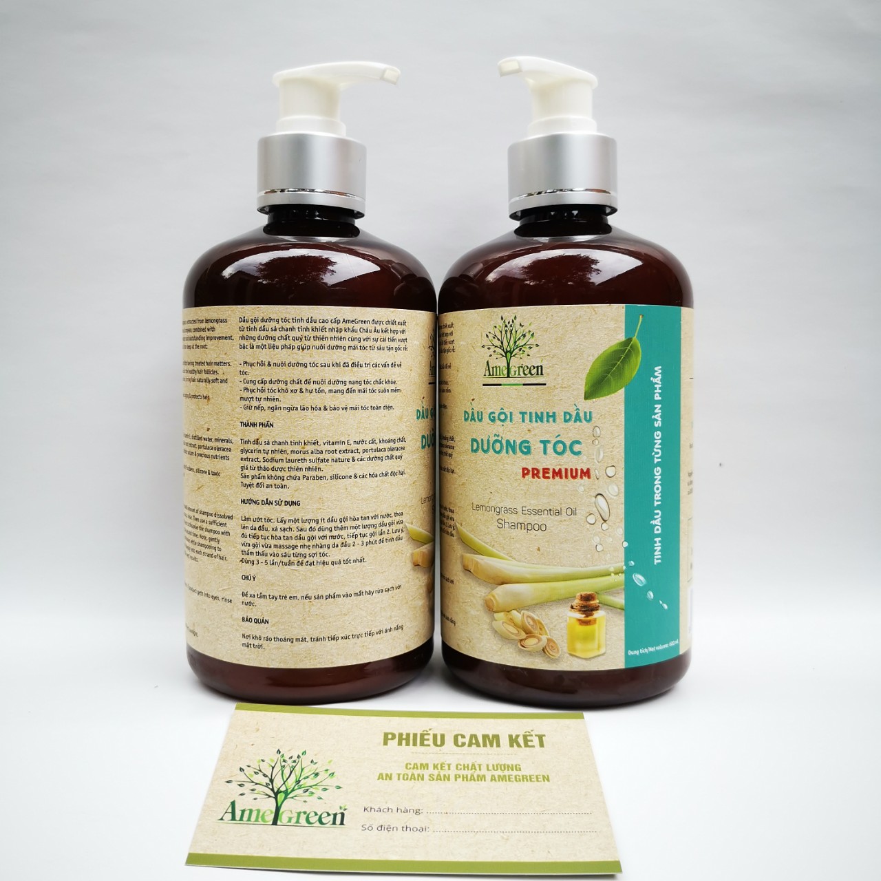 [Hcm][Mua 2 Tặng 1] Dầu Gội Dưỡng Tóc Cao Cấp Sả Chanh Amegreen Phục Hồi Và Nuôi Dưỡng Tóc (600Ml) An Toàn Cho Cả Mẹ Bầu