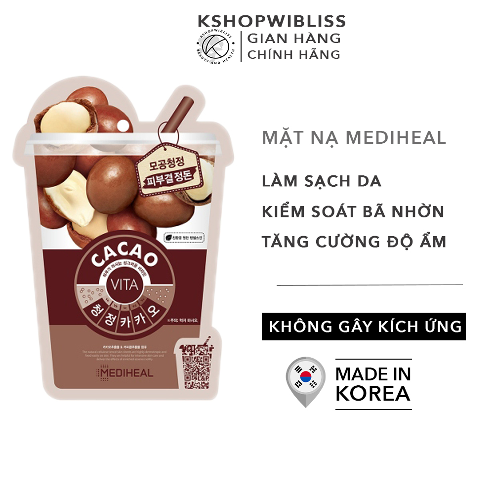Mặt nạ Mediheal phục hồi làm sạch kiểm soát bã nhờn cho da dầu da mụn – Mediheal Cacao Vita Mask 20ml