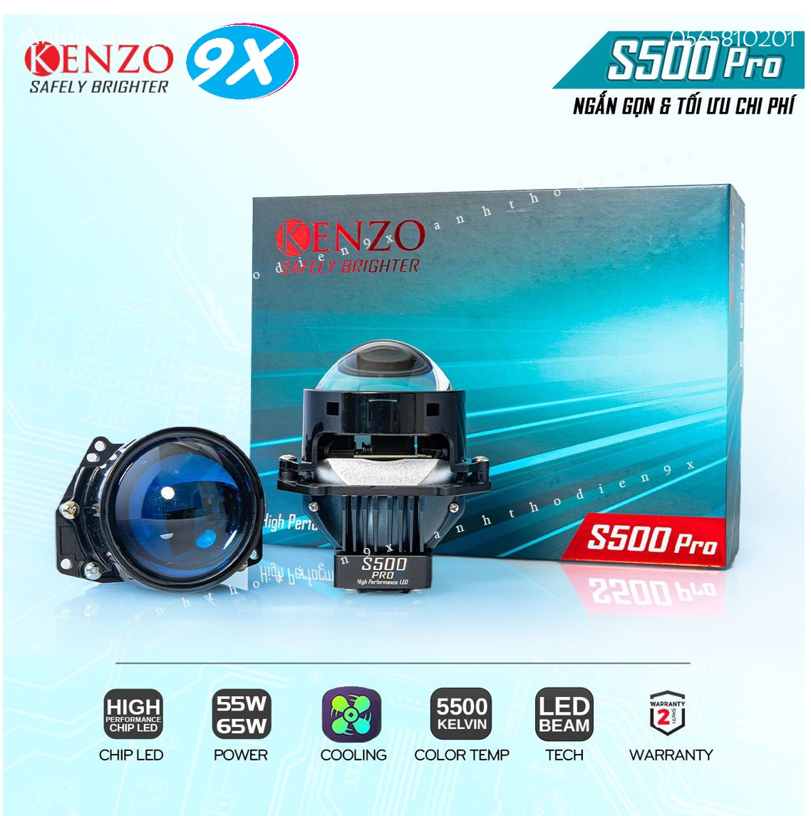 (Hot) Trợ Sáng Bi Led Kenzo S500 Pro Lắp Cho Xe Máy/Moto Chính Hãng