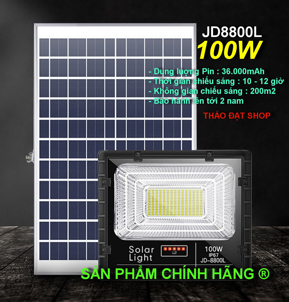 ĐÈN NĂNG LƯỢNG MẶT TRỜI CHÍNH HÃNG JINDIAN JD-8300L (300W - 200W - 100W - 60W - 40W - 25W) - SHOP THẢO ĐẠT
