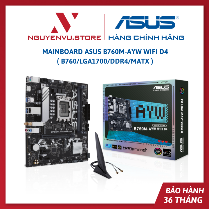 Mainboard ASUS B760M-AYW WIFI D4 ( B760/LGA1700/DDR4/mATX ) - Hàng Chính Hãng