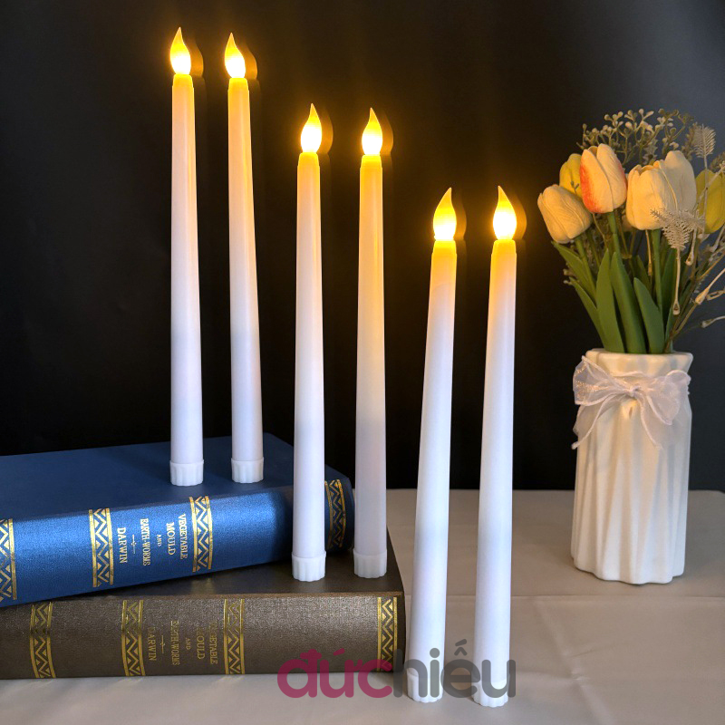 Que nến điện tử tim đèn như thật cao 28cm dùng pin trang trí decor đám cưới cầu hôn resor- Đức Hiếu Shop