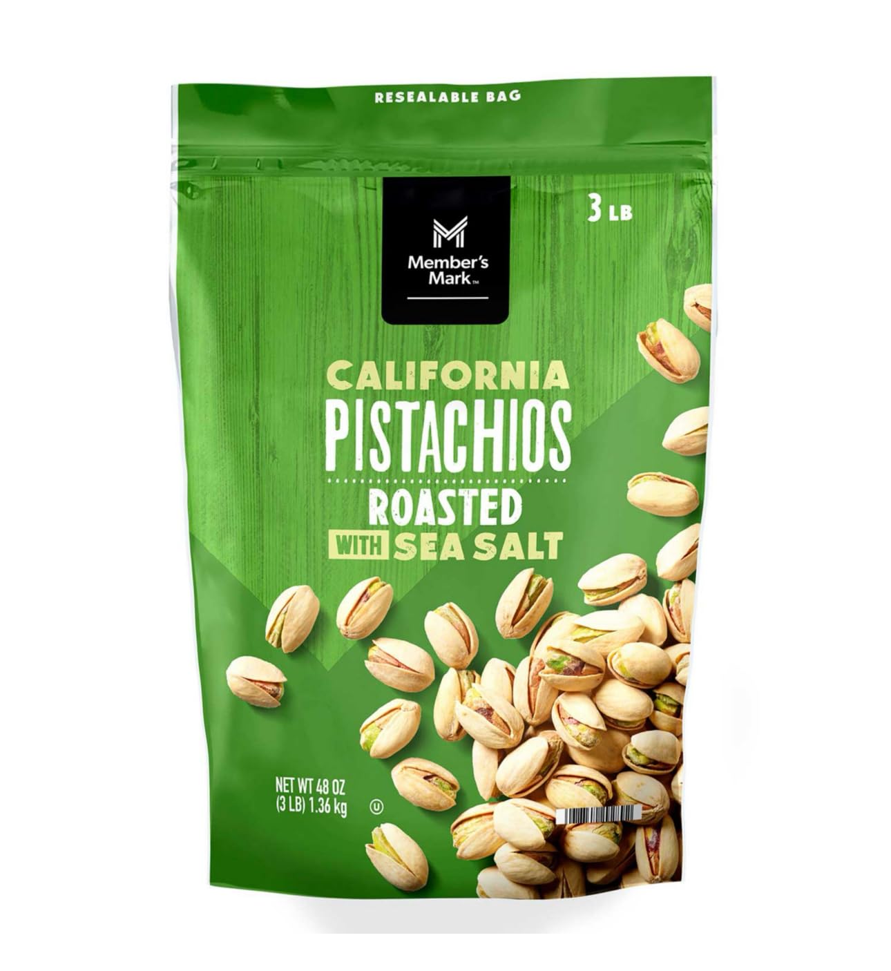 Hạt dẻ cười rang muối Members Mark California Pistachios Roasted With Sea Salt 1.36kg