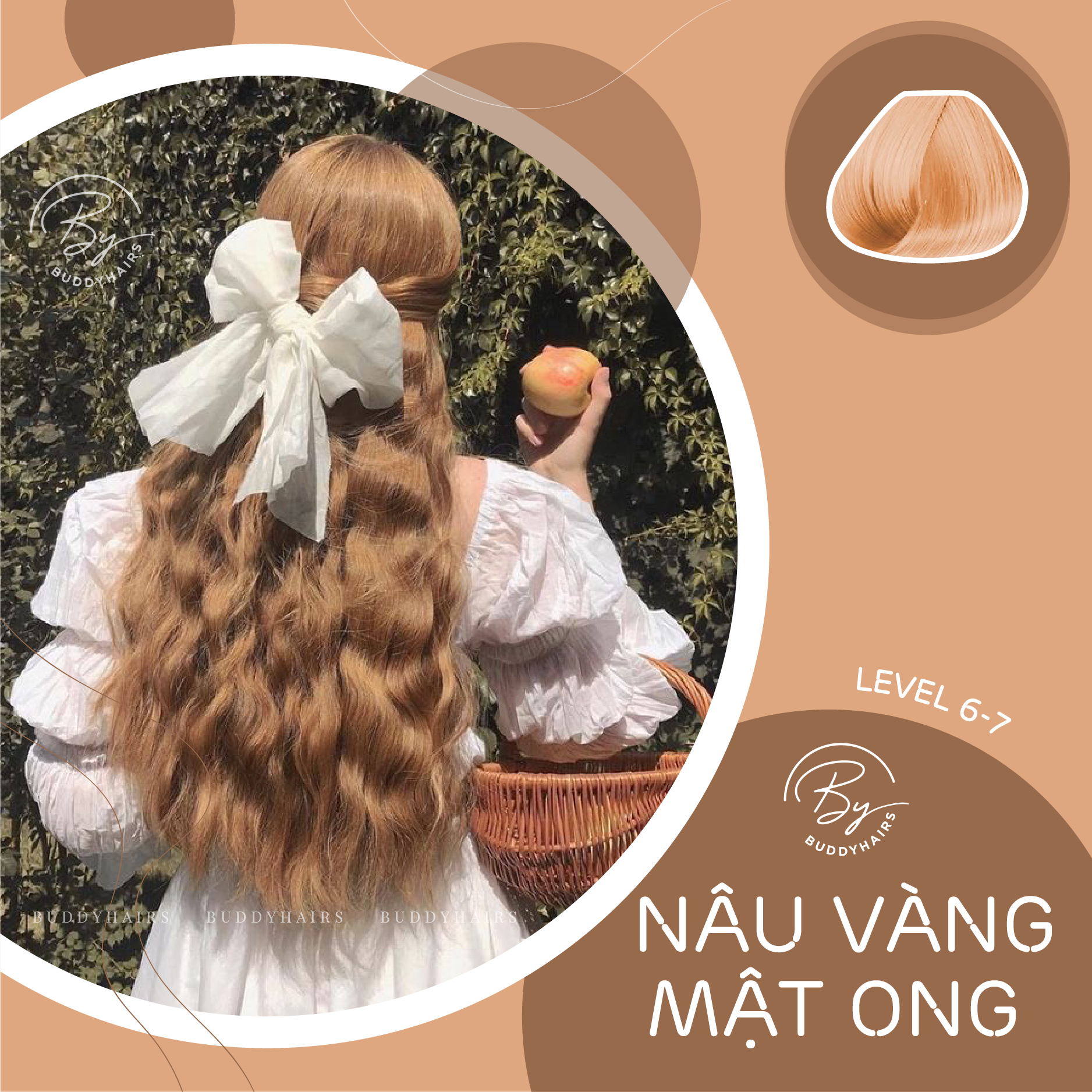 Thuốc Nhuộm Tóc Nâu Vàng Mật Ong Không Dùng Thuốc Tẩy Tóc Buddyhairs Tặng Kèm Trợ Nhuộm Găng Tay Mũ Trùm Đầu