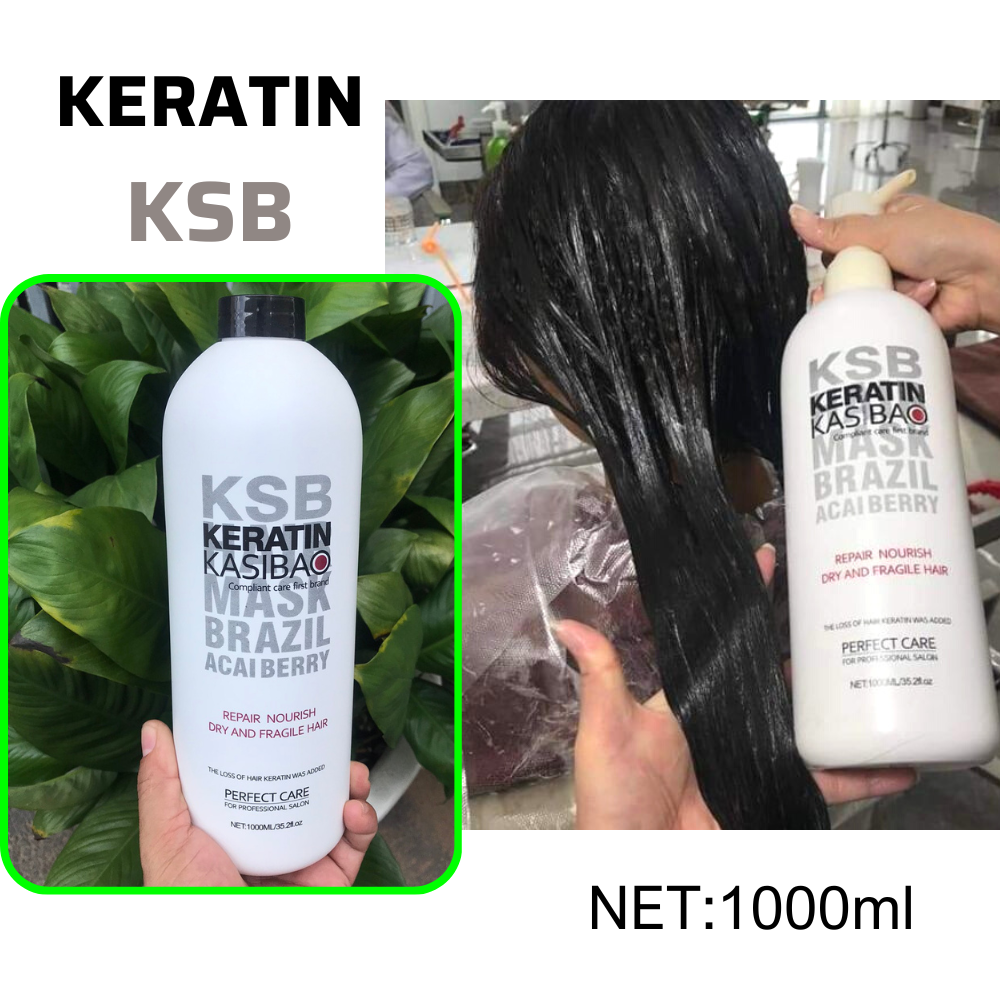 Hấp KERATIN KASIBAO KSB BRAZIL ACAI BERRY thủy phân phục hồi tóc hư tổn nặng 1000ml