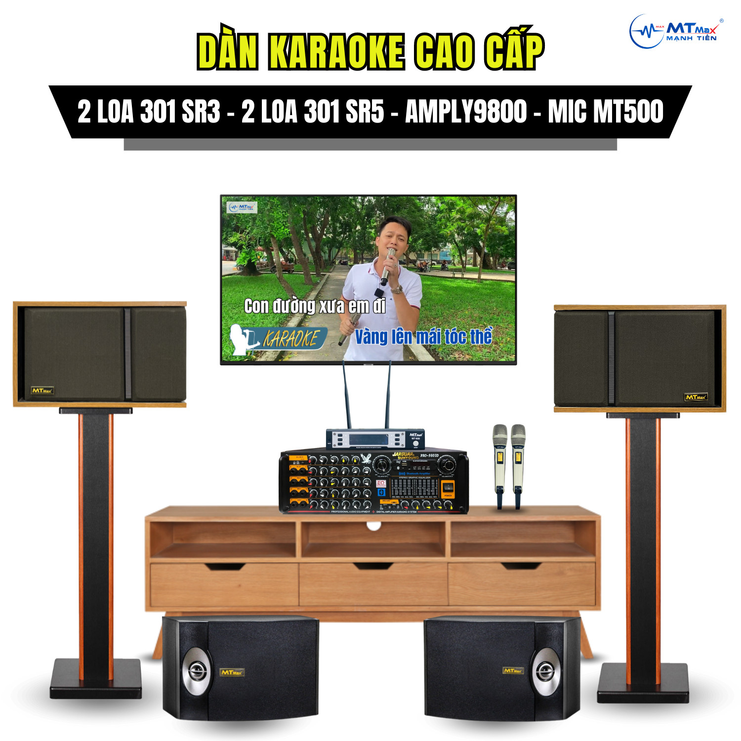 Dàn Karaoke Gia Đình Cao Cấp – Cặp Loa 301 Seri 3 Cặp Loa 301 Seri 5 Amply 9800 Micro MT500 Bảo Hành