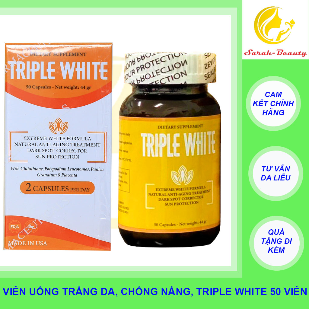 [CHÍNH HÃNG] Viên Uống Trắng Da Chống Nắng Mờ Nám Triple White Glutathione 1200mg
